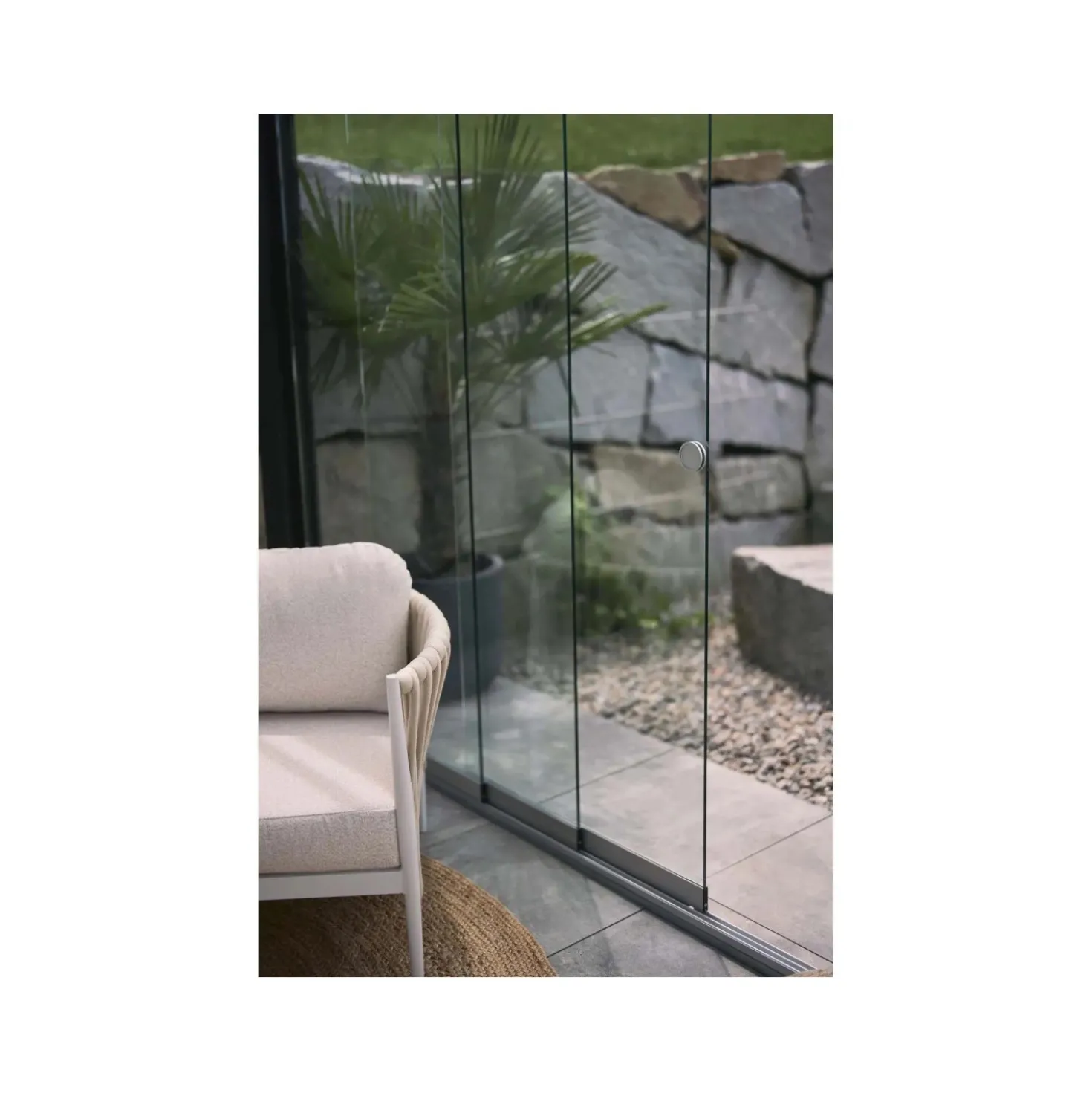 Parete scorrevole per pergola in vetro Biohort vetro trasp 5 m grigio quarzo met