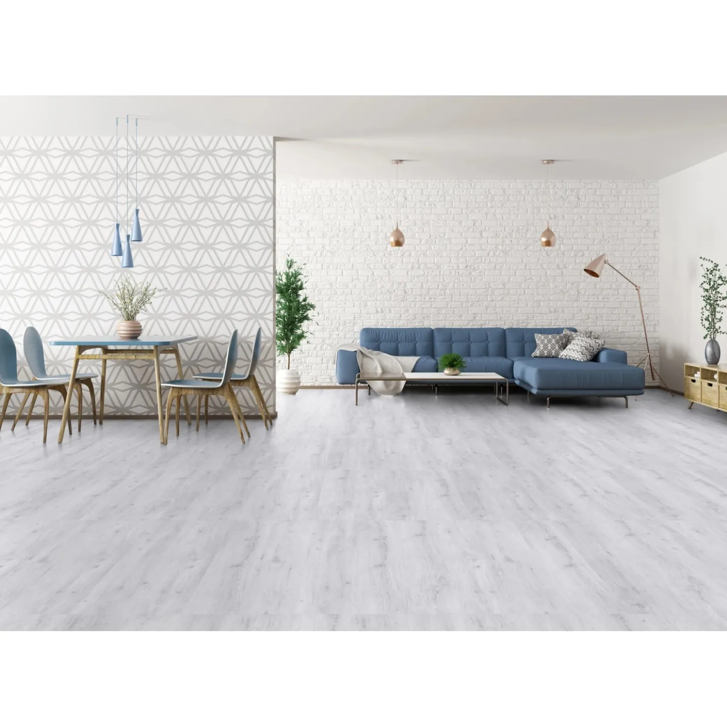 Pavimento in PVC Senso Premium Clic Sunny White sp 4,5 mm 123,9x21,2 cm