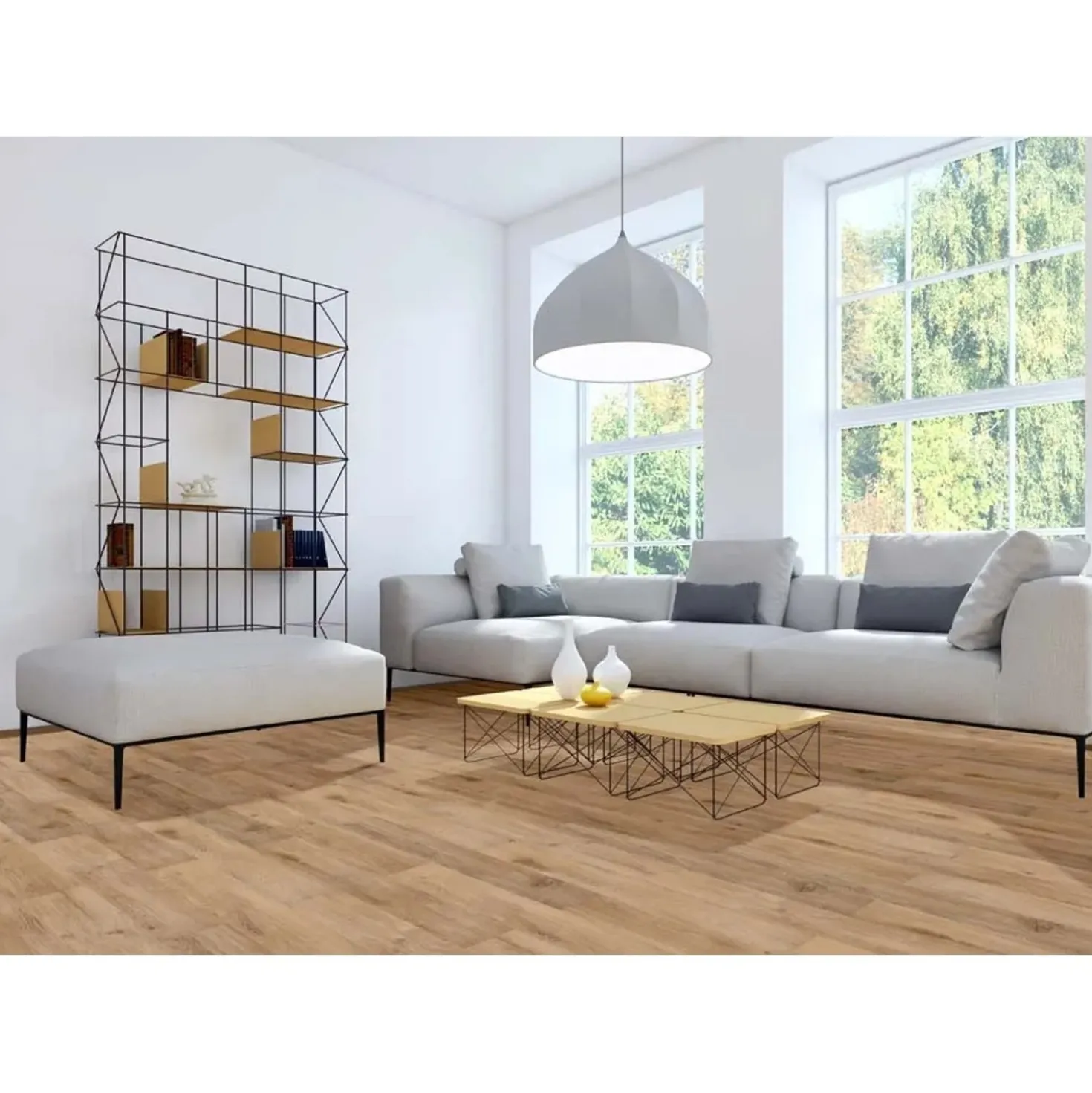 Pavimento SPC Felica marrone grigio sp 5 mm 121,9x17,8 cm
