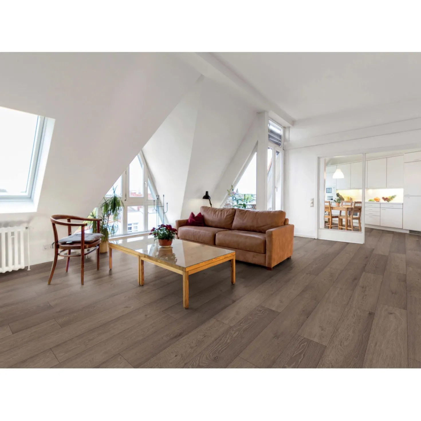 Pavimento SPC Oak Olbia Solid rovere scuro sp 5 mm 121,8x24,2 cm