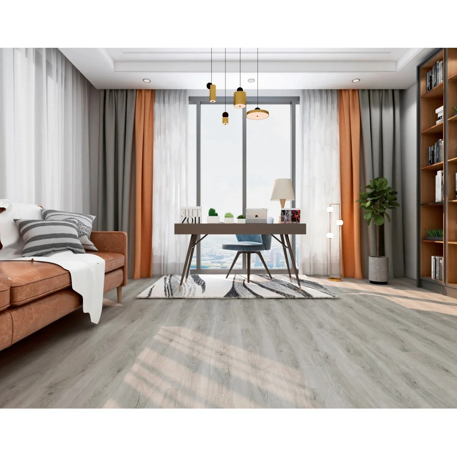Pavimento SPC rovere fumo sp 3,5+1 mm 122x18 cm