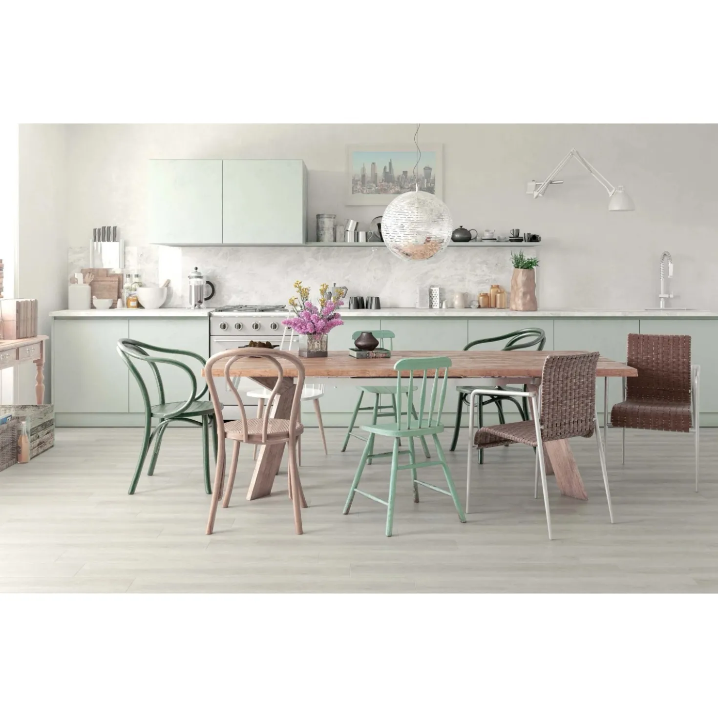 Pavimento vinilico SPC Robust rovere bianco Davos sp. 5,5 mm 2,208 m²