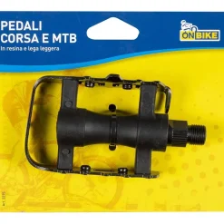 Pedali per ciclo corsa e mtb in metallo nero antiscivolo