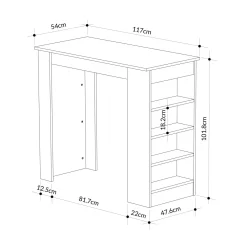 Penisola Swallow con piano e struttura rovere 117x54x102 cm