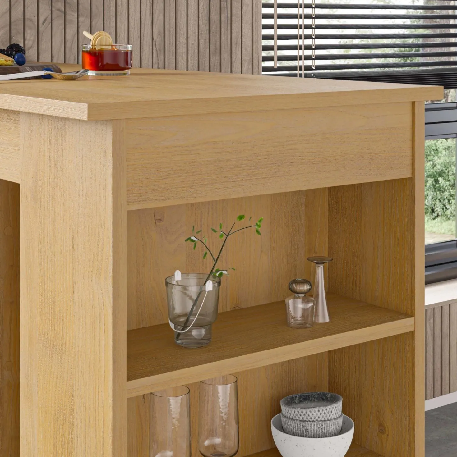 Penisola Swallow con piano e struttura rovere 117x54x102 cm