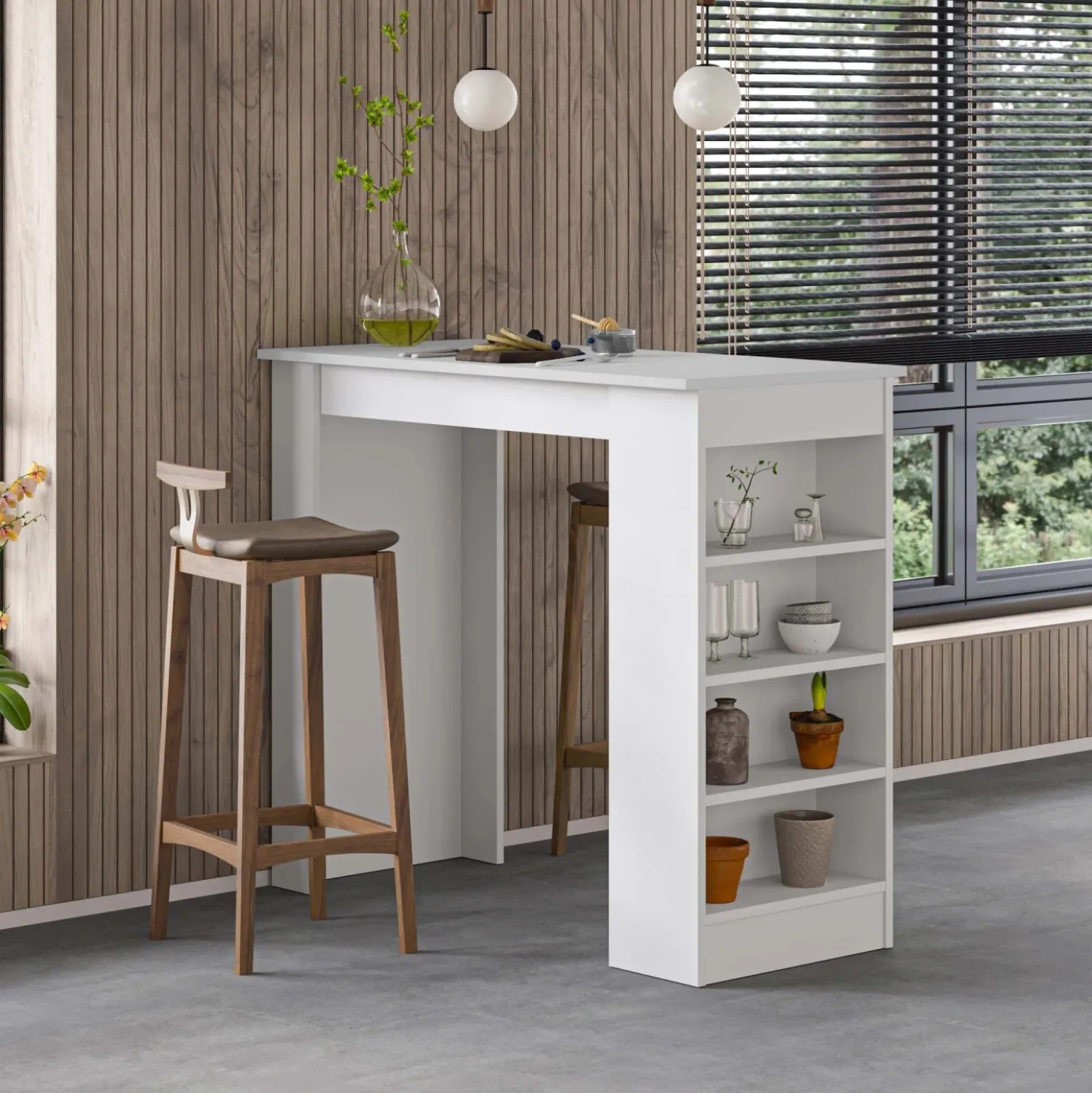 Penisola Swallow con piano e struttura bianco 117x54x102 cm