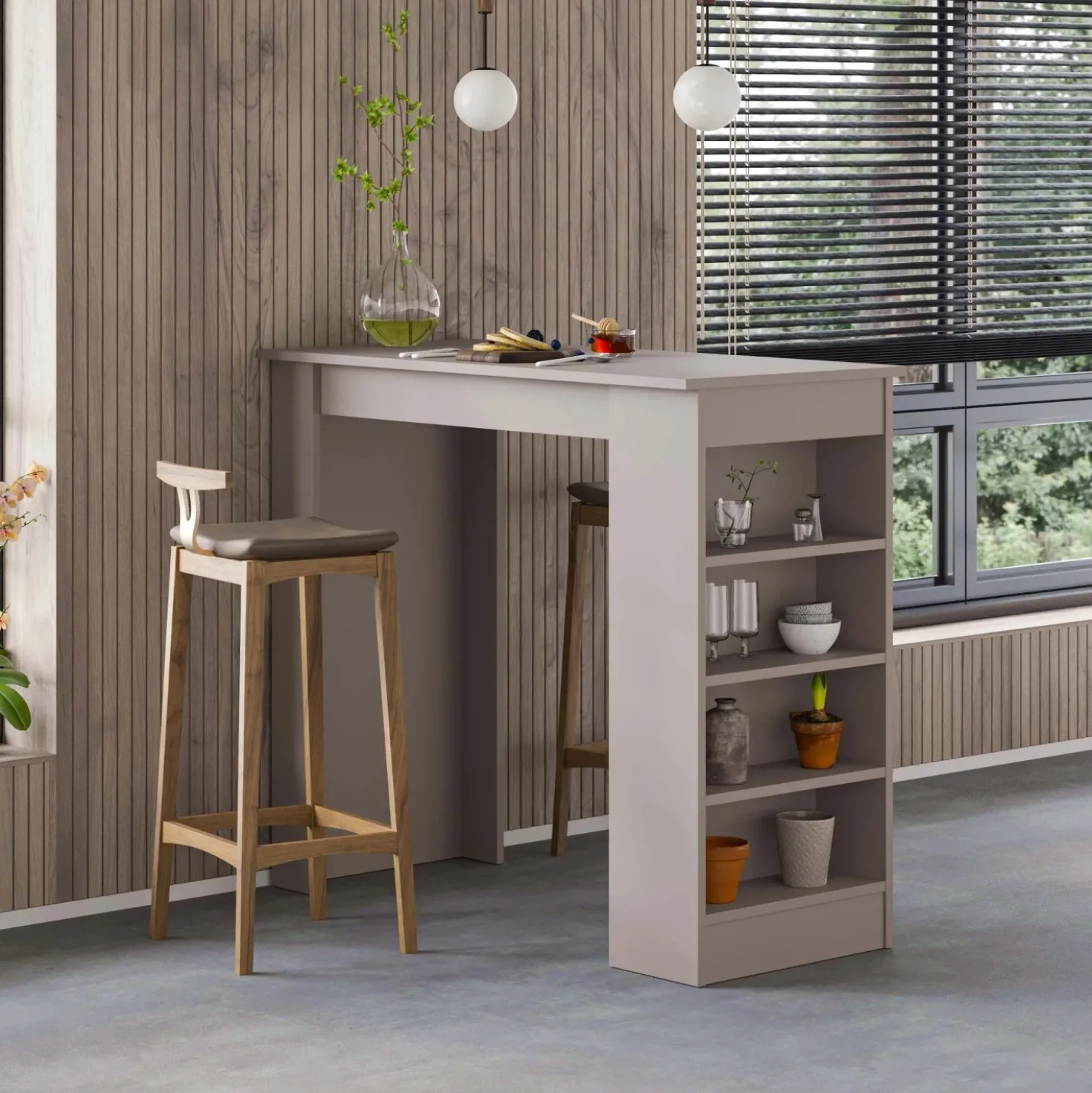 Penisola Swallow con piano e struttura mocha 117x54x102 cm