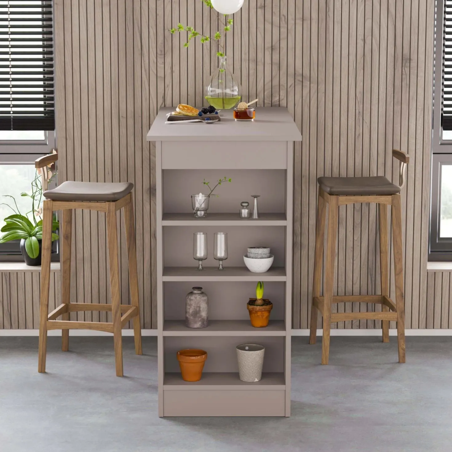 Penisola Swallow con piano e struttura mocha 117x54x102 cm