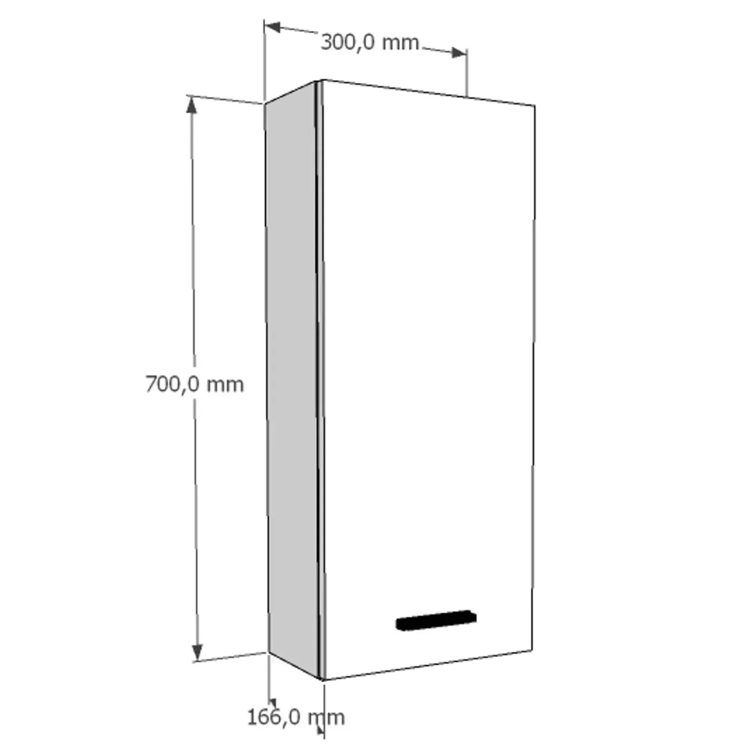 Pensile bagno sospeso con 1 anta 30x70 cm bianco lucido