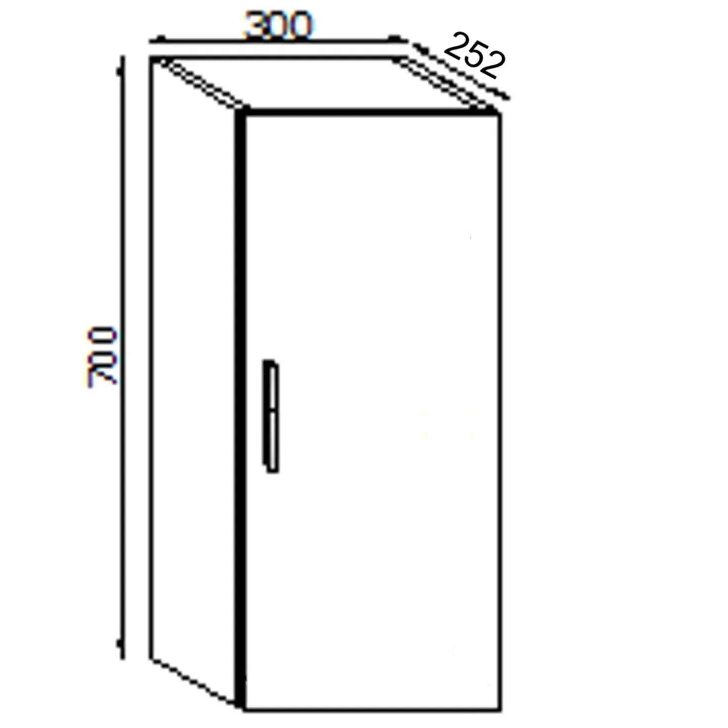 Pensile bagno sospeso con 1 anta 30x70 cm larice grigio