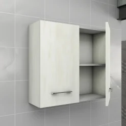 Pensile bagno sospeso con 2 ante 60 cm effetto legno bianco