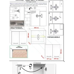 Pensile bagno sospeso con 2 ante 60 cm bianco lucido