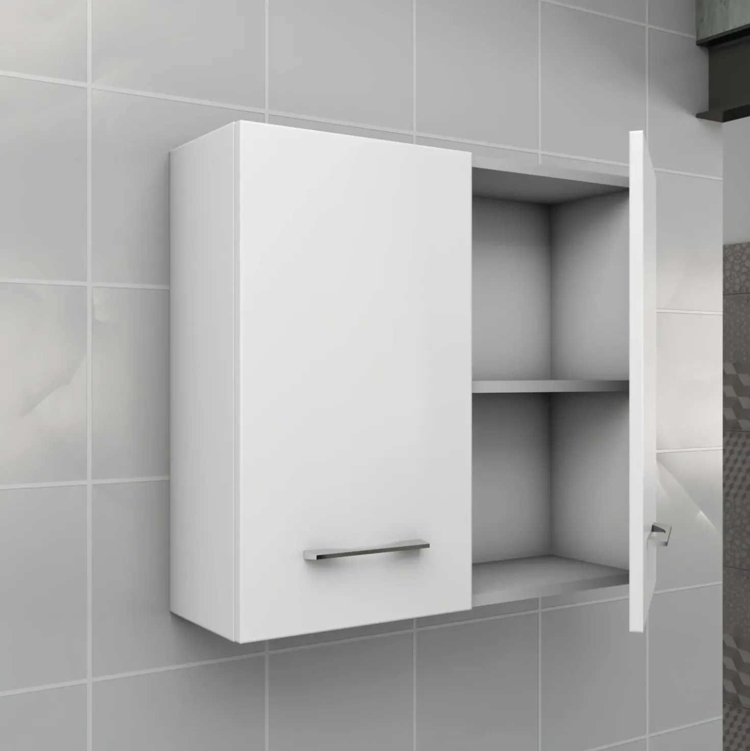 Pensile bagno sospeso con 2 ante 60 cm bianco lucido