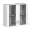 Pensile cucina 2 ante vetro 80 cm bianco frassinato