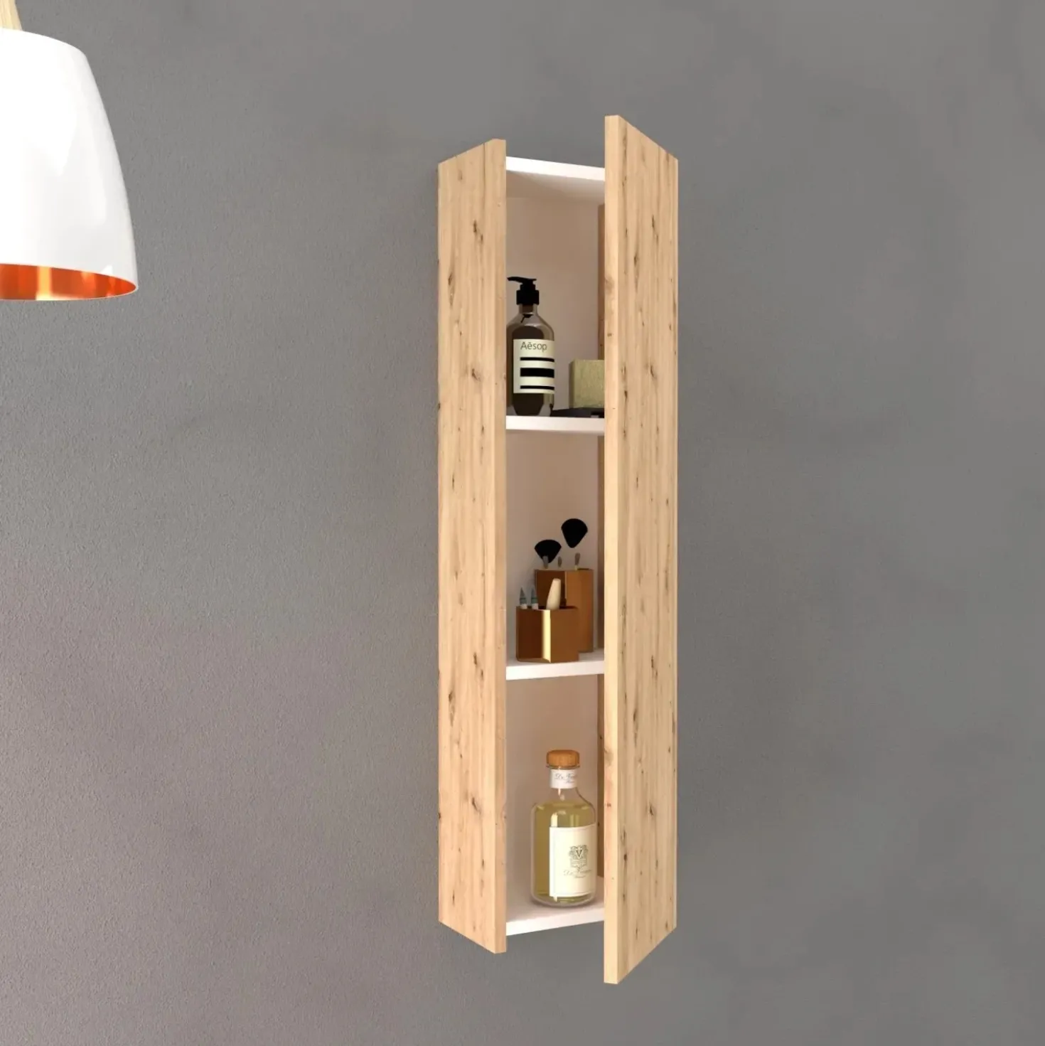 Pensile reversibile Modula rovere nodato con 1 anta 25x100x18 cm