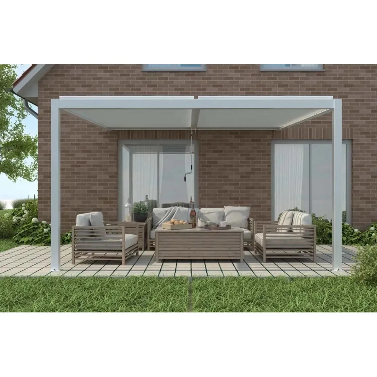 Pergola bioclimatica Calicantus Wall bianco 400x300x230 cm