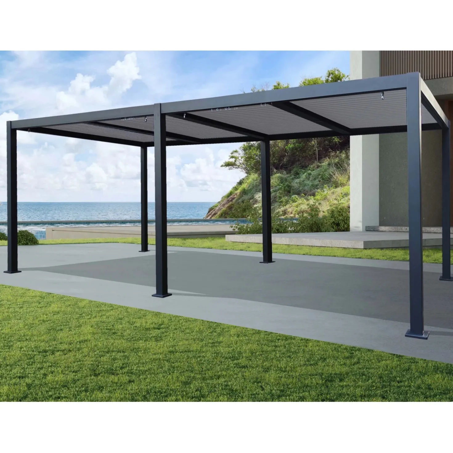 Pergola bioclimatica in alluminio Solanum Twin 300x600xH240 cm antracite