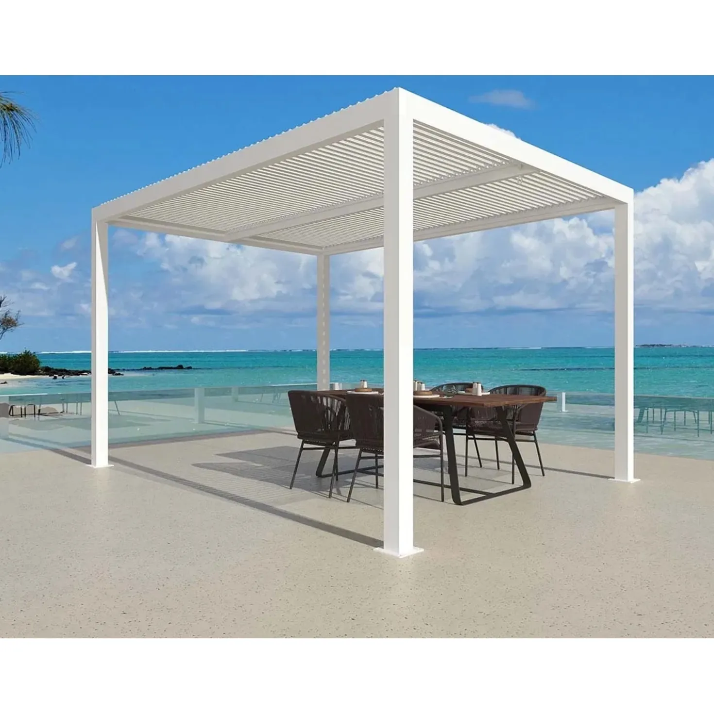 Pergola bioclimatica in alluminio Atena100 295x295xH250 cm bianco