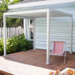 Pergola bioclimatica in alluminio Topeka 300x300 cm bianco