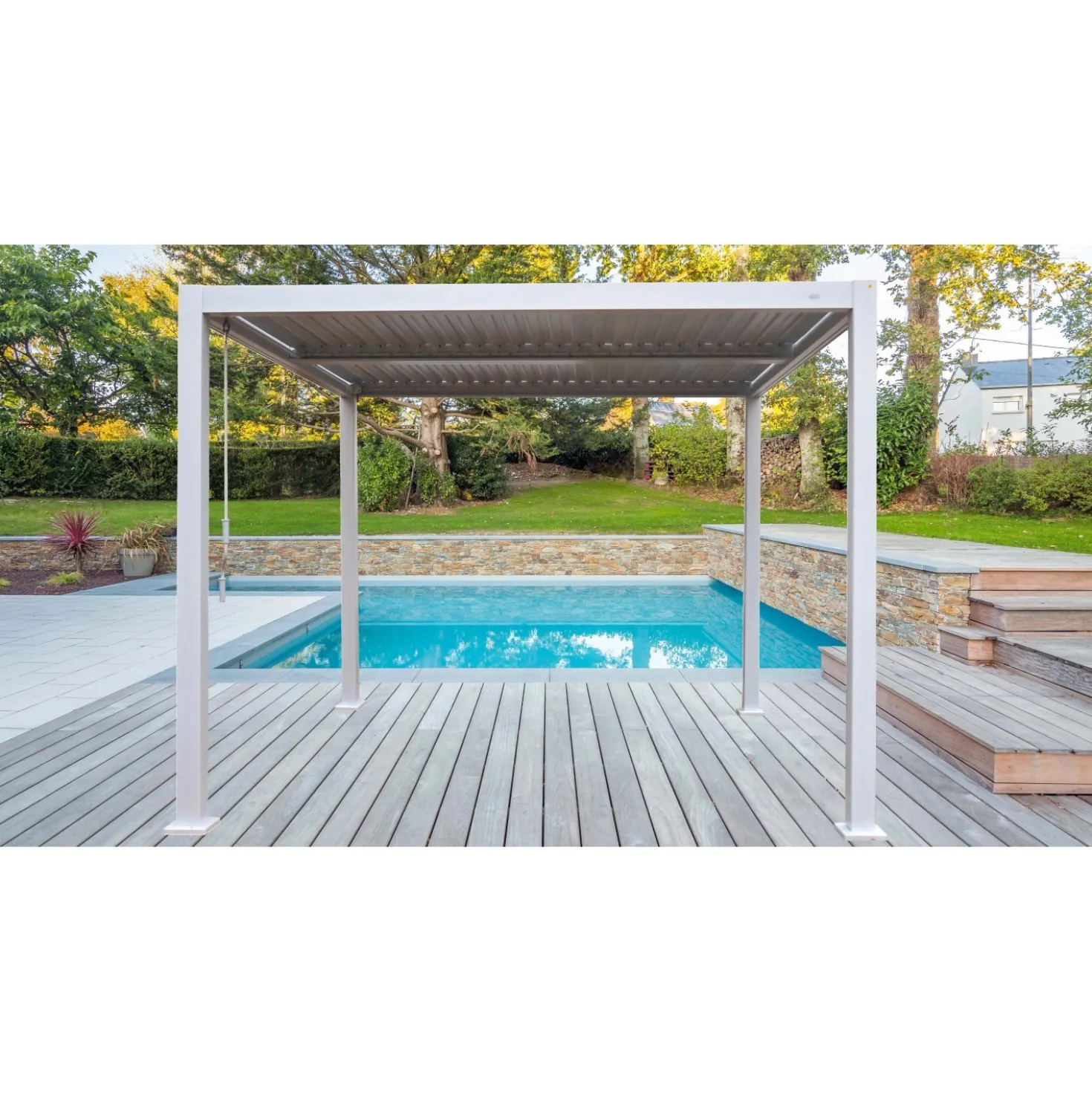 Pergola bioclimatica in alluminio Solanum Plus 300x400xH240 cm bianco