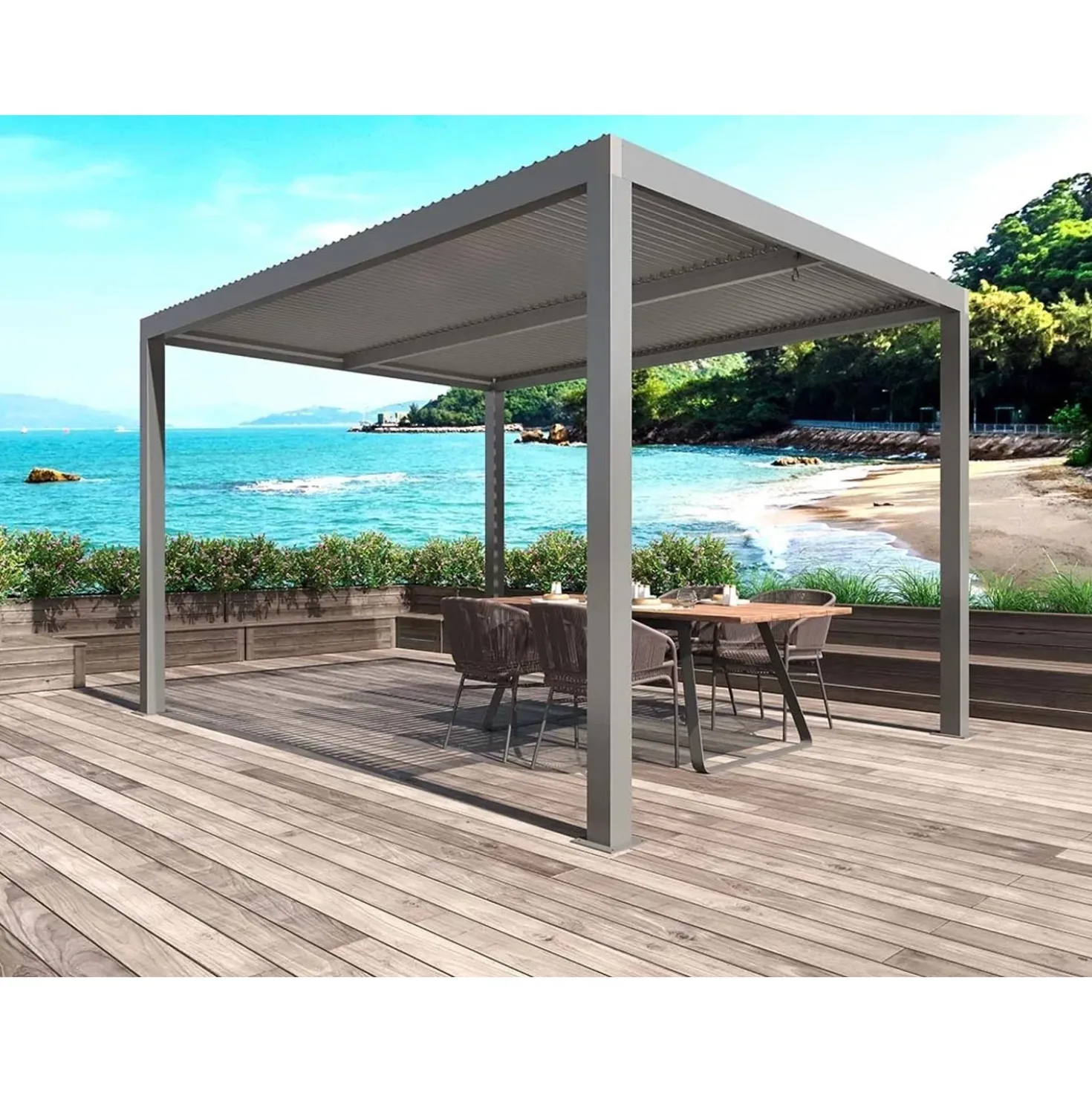 Pergola bioclimatica in alluminio Atena100 295x392xH250 cm antracite