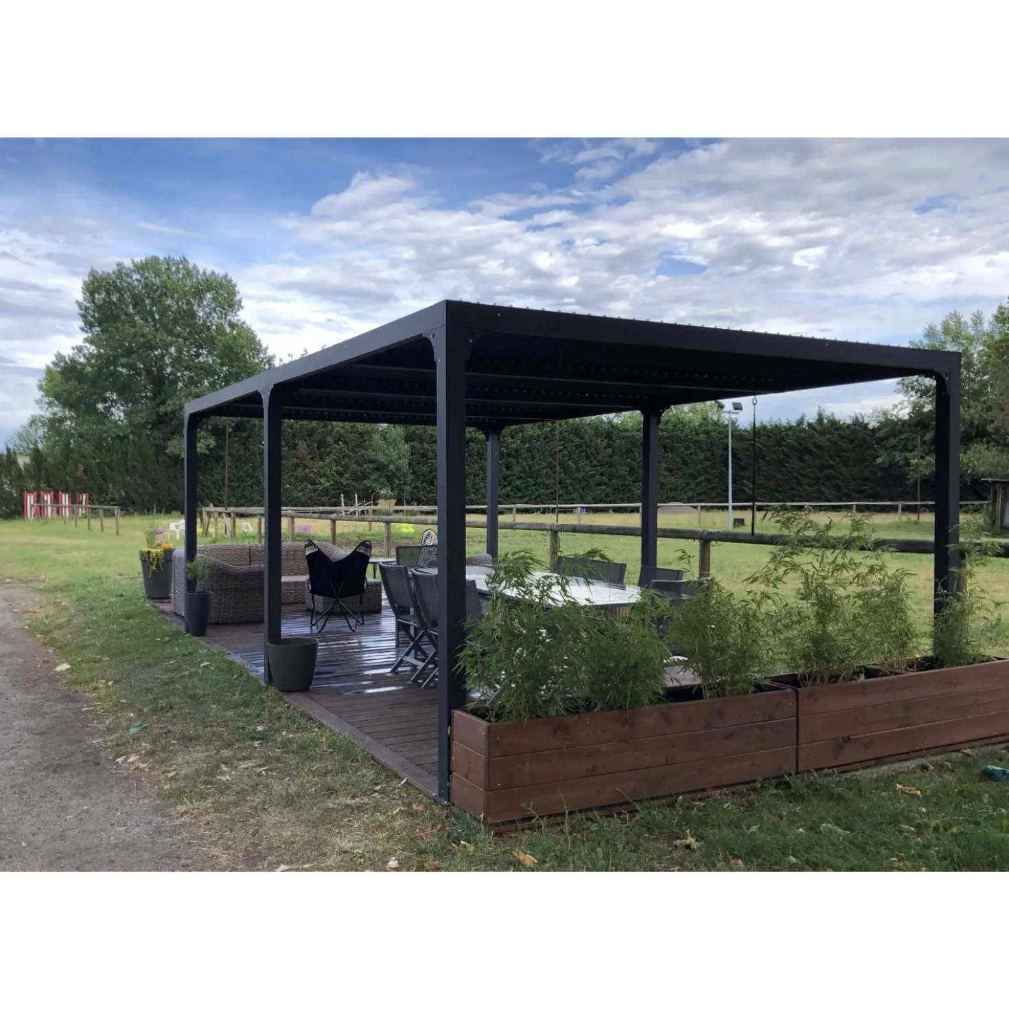 Pergola bioclimatica in alluminio 3660 antracite 360x600 cm
