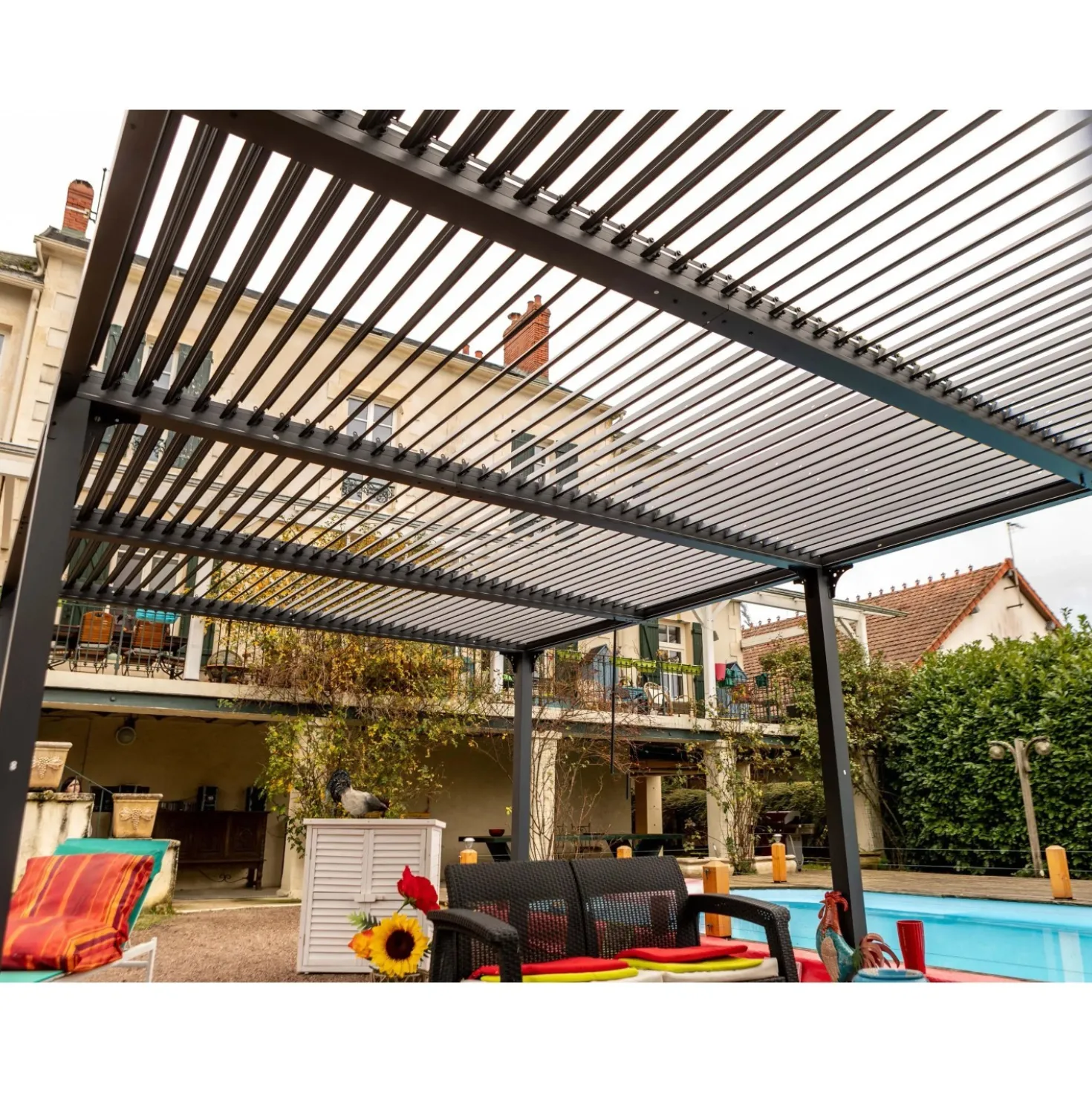 Pergola bioclimatica in alluminio 3660 antracite 360x600 cm