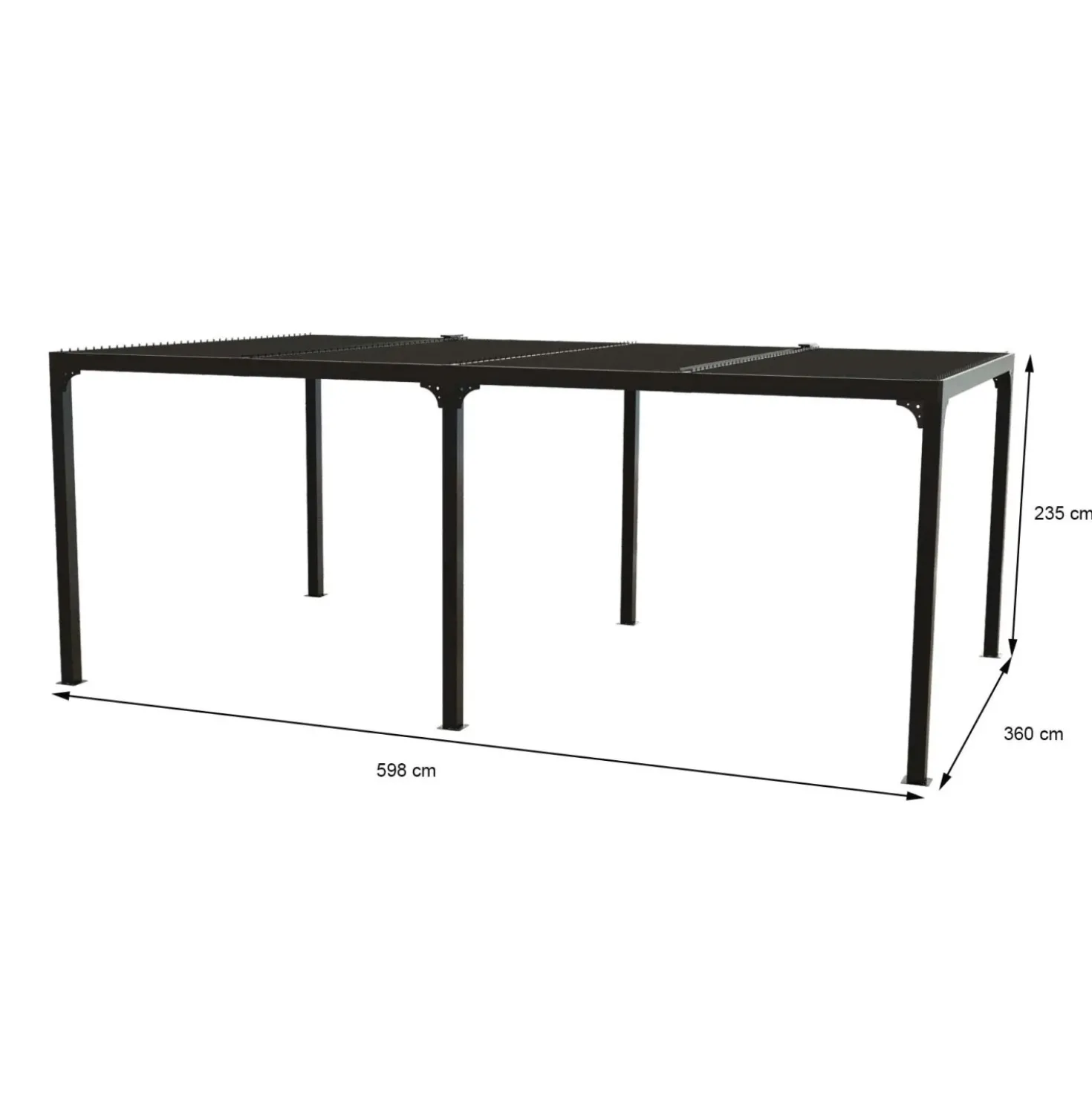 Pergola bioclimatica in alluminio 3660 antracite 360x600 cm