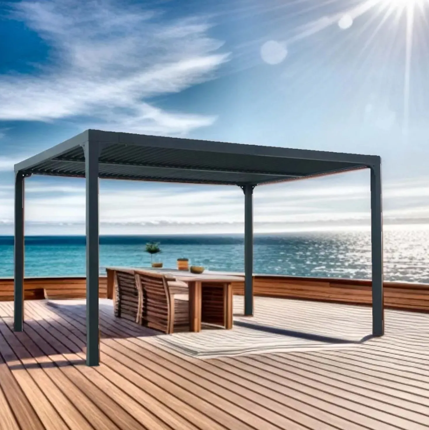 Pergola bioclimatica in alluminio 3630 antracite 360x300 cm