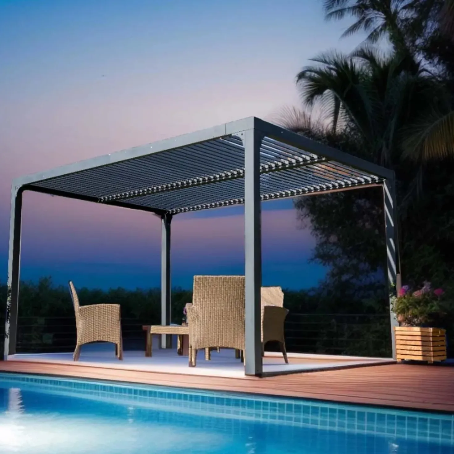 Pergola bioclimatica in alluminio 3630 antracite 360x300 cm