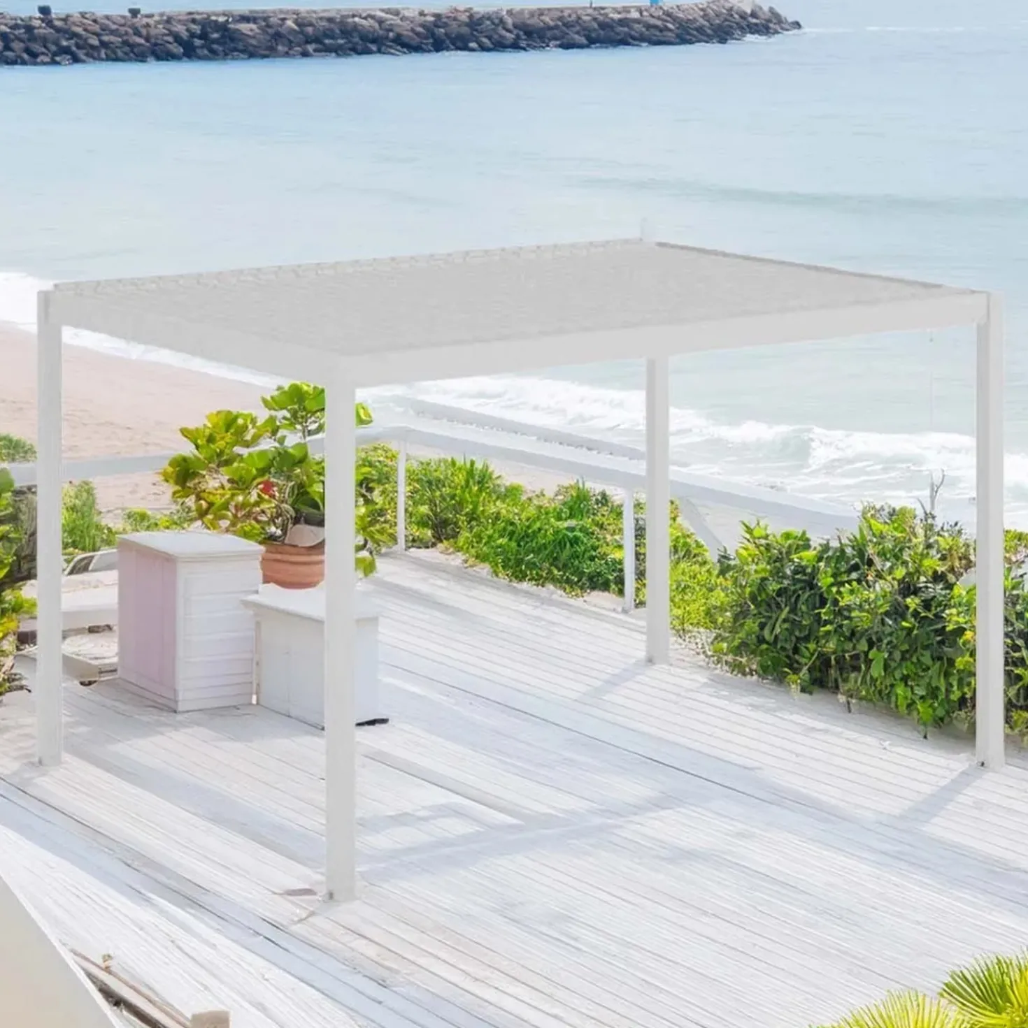 Pergola bioclimatica in alluminio Topeka 300x400 cm bianco