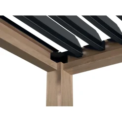 Pergola in alluminio Myara L394xP296xH250 cm legno chiaro