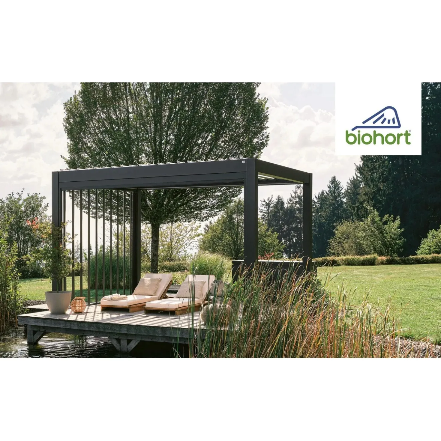Pergola in metallo Biohort grigio scuro/bianco 515,5x367,5x264 cm