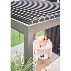 Pergola in metallo Biohort grigio scuro/bianco 515,5x367,5x264 cm