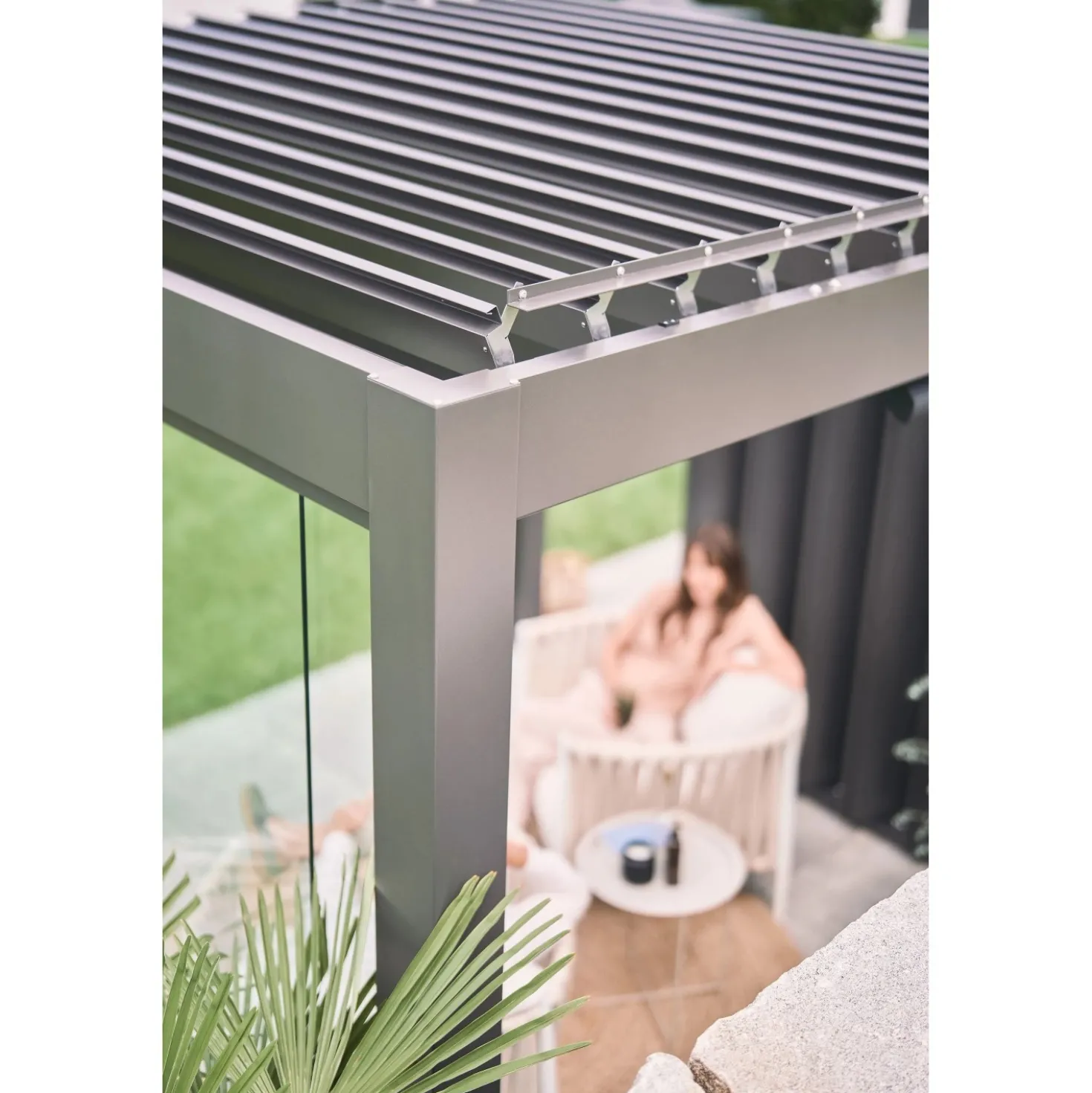 Pergola in metallo Biohort grigio scuro/bianco 515,5x367,5x264 cm