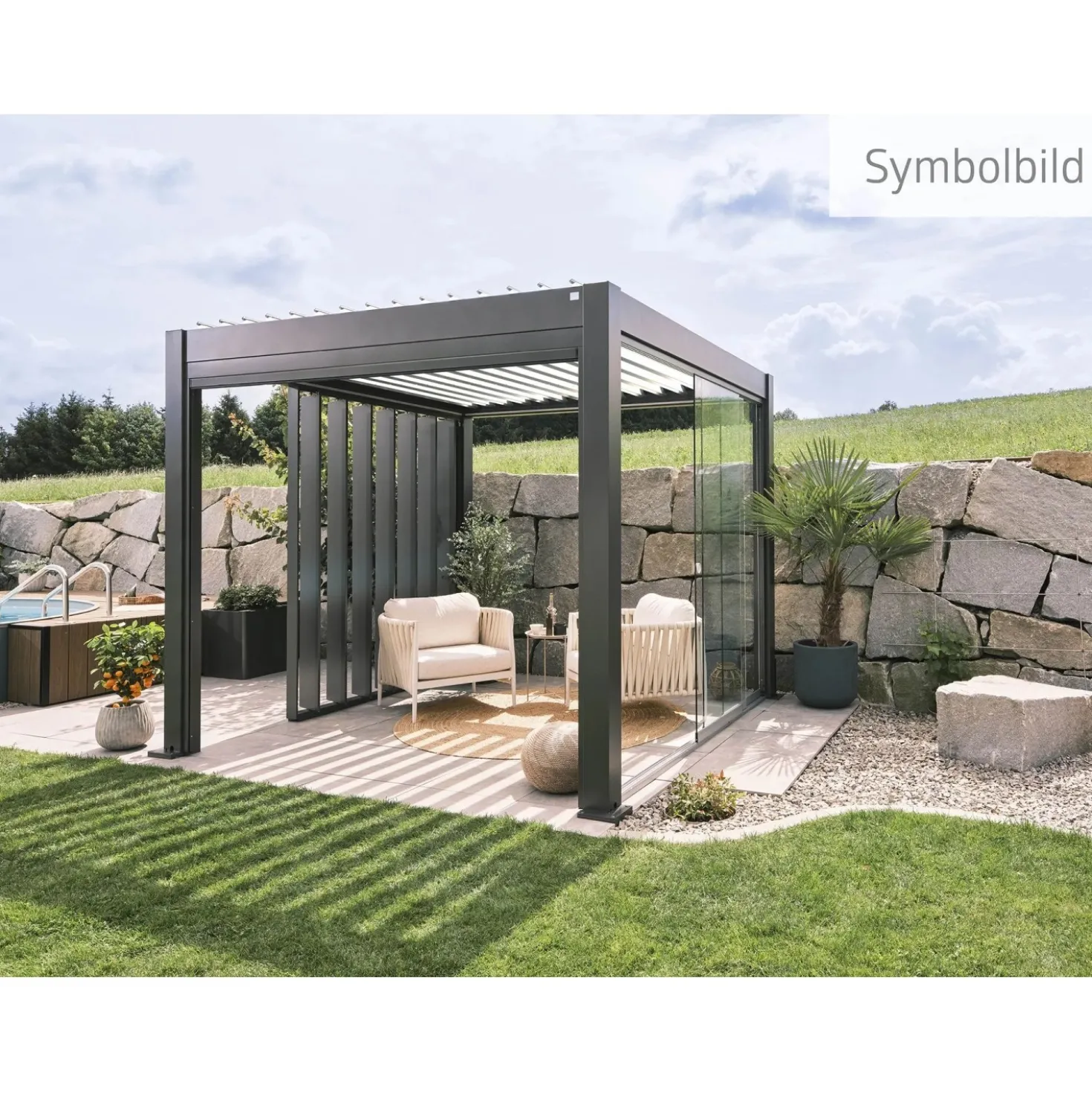 Pergola in metallo Biohort grigio scuro/bianco 515,5x367,5x264 cm