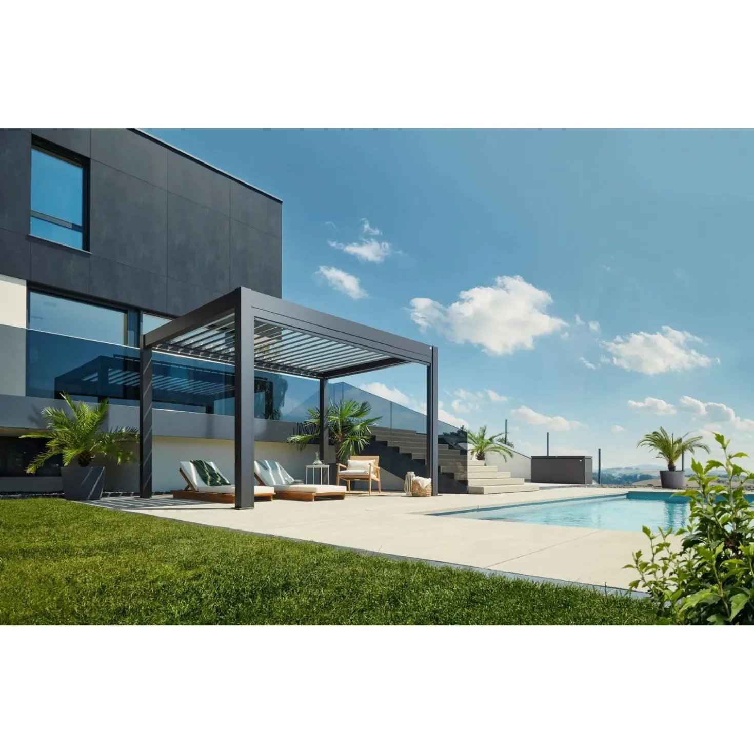 Pergola in metallo Biohort grigio scuro/bianco 404,5x367,5x264 cm