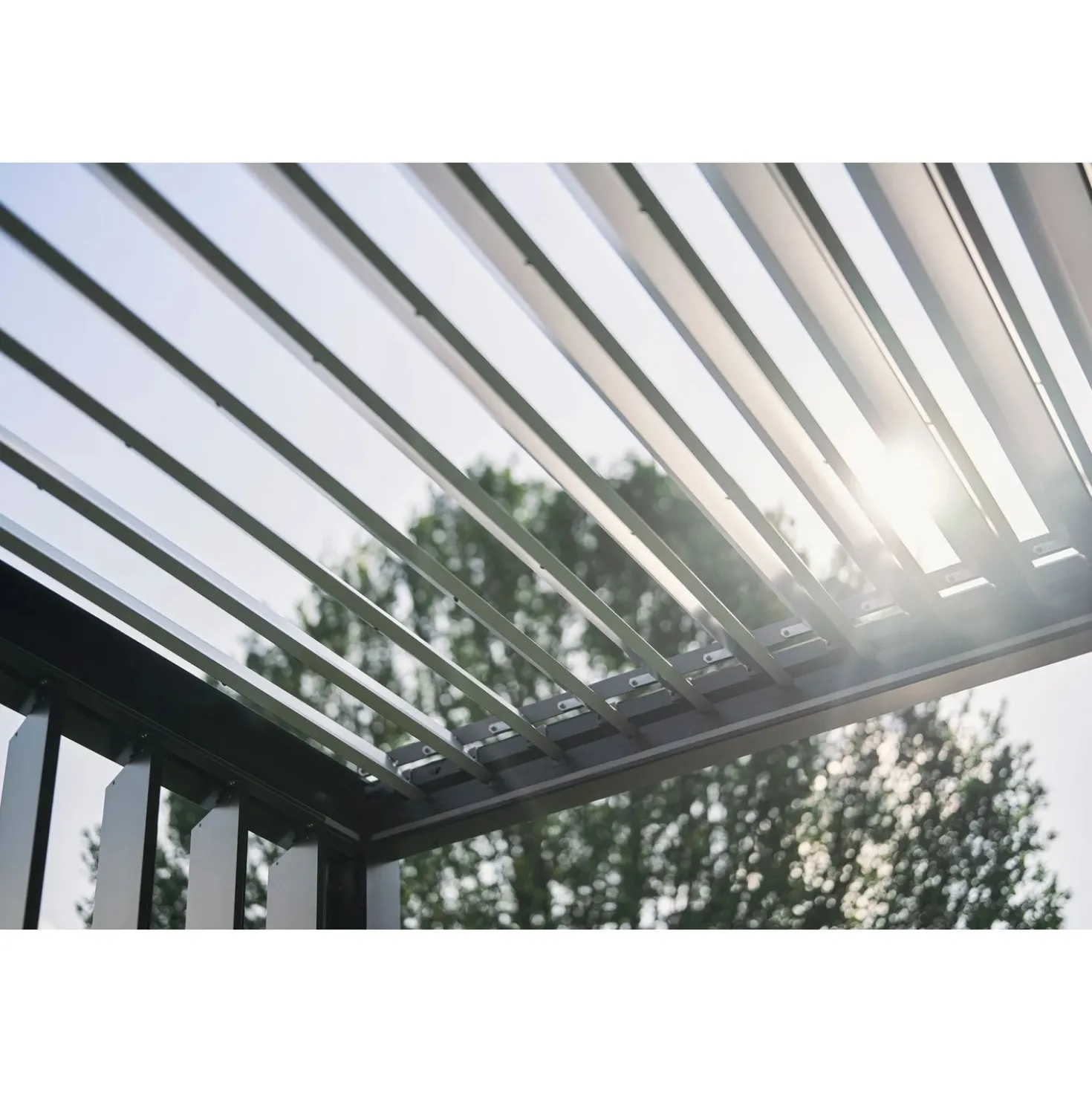 Pergola in metallo Biohort grigio quarzo/argento 515,5x367,5x264 cm