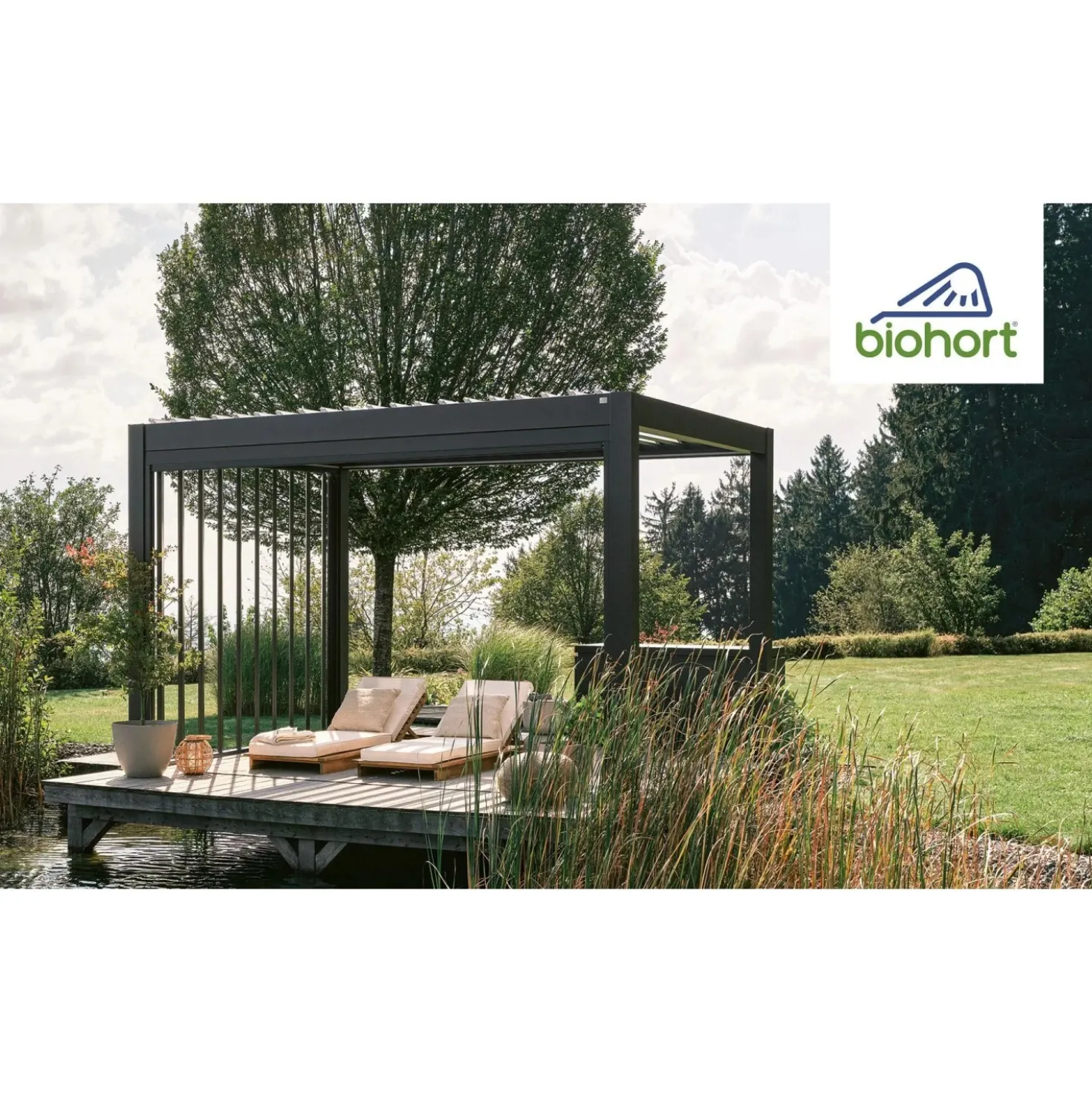 Pergola in metallo Biohort grigio quarzo/argento 515,5x367,5x264 cm