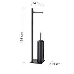 Piantana portarotolo e portascopino bagno Trilly H 63 cm nero opaco