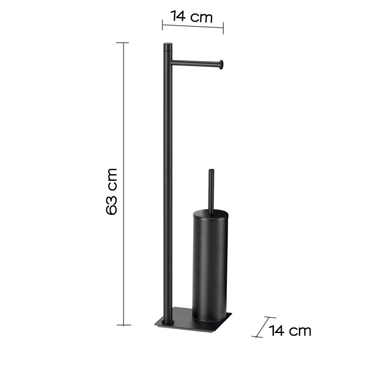 Piantana portarotolo e portascopino bagno Trilly H 63 cm nero opaco