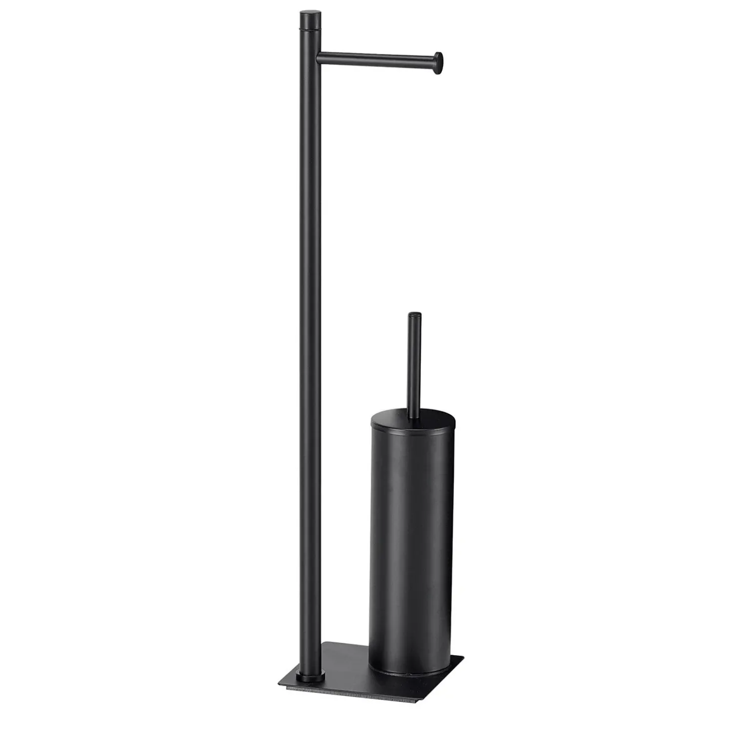 Piantana portarotolo e portascopino bagno Trilly H 63 cm nero opaco