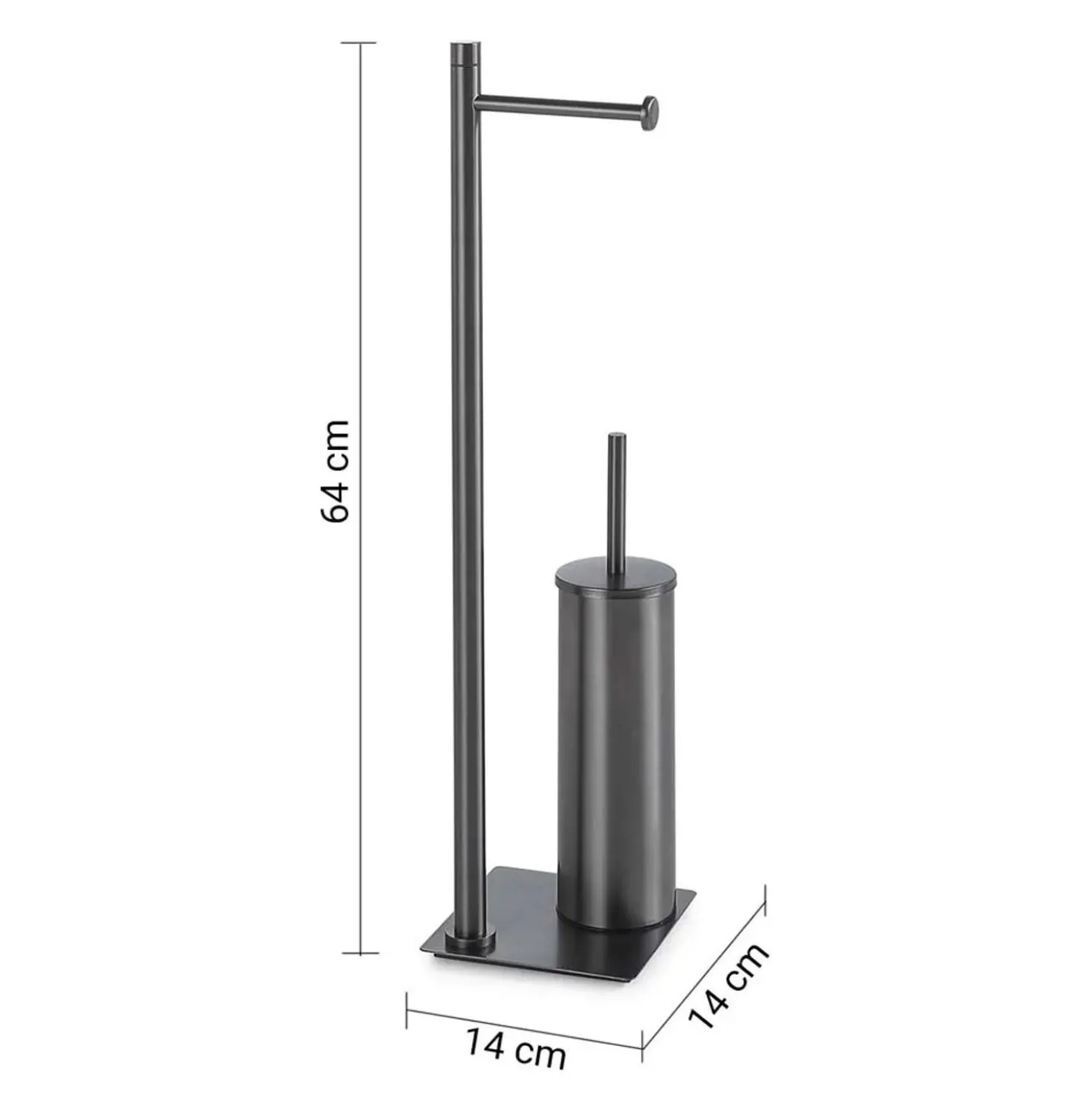 Piantana portarotolo e portascopino Trilly Gun Metal H 63 cm