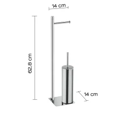 Piantana portarotolo e portascopino bagno Trilly H 63 cm cromato