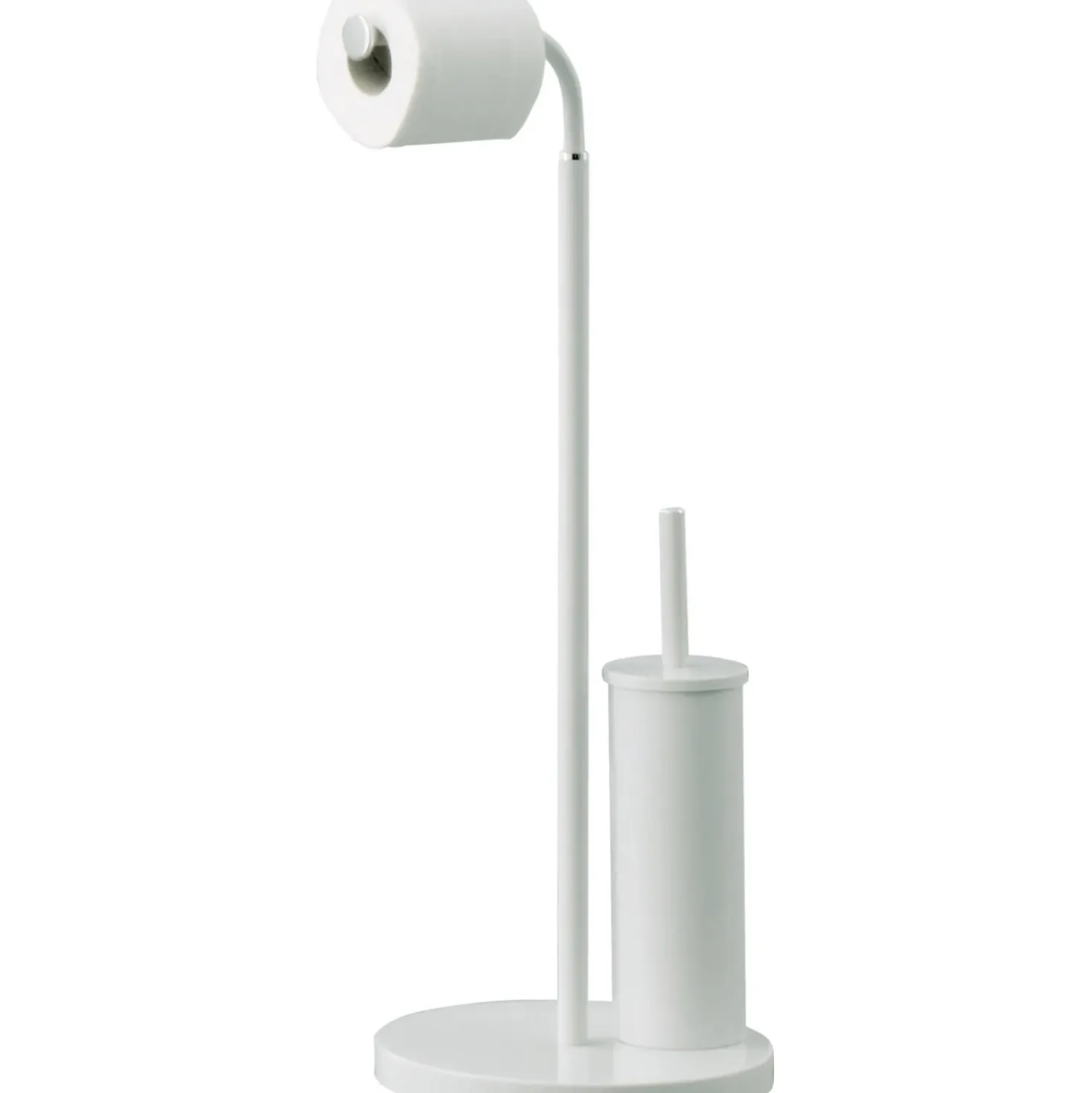 Piantana portarotolo e portascopino bagno Winny H 67 cm bianco