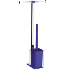 Piantana portarotolo e portascopino bagno Rainbow H 58,8 cm blu