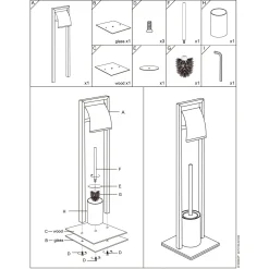 Piantana portarotolo e portascopino bagno Bambusa H 72,5 cm nero