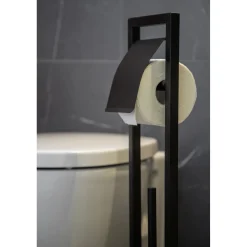 Piantana portarotolo e portascopino bagno Bambusa H 72,5 cm nero