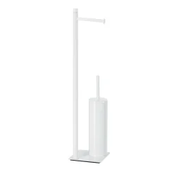 Piantana portarotolo e portascopino bagno Trilly H 63 cm bianco