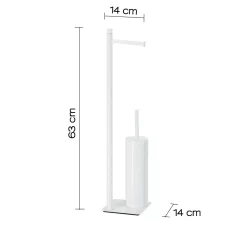 Piantana portarotolo e portascopino bagno Trilly H 63 cm bianco